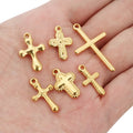 SP1045 Small Non Tarnish Religious Jewelry Supplies 18K Gold Plated Stainless Steel Plain Jesus Cross Crucifix Charm Pendants