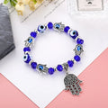 Fashion Ethnic Turkey Acrylic Evil Blue Eye Beads Charms Hamsa Hand Bracelets Jewelry for Men Women