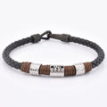 New Products Stainless Steel Clasp Black Leather Double Layer Bracelet for Men