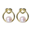 925 Sterling Silver Drop Knot Pearls Stud Earrings 18k Gold Plated Geometric Statement Stud Earrings for Women