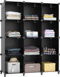 12-Cube Portable Closet Organizers with Lacquer Finish Storage Shelves for Clothing Storage