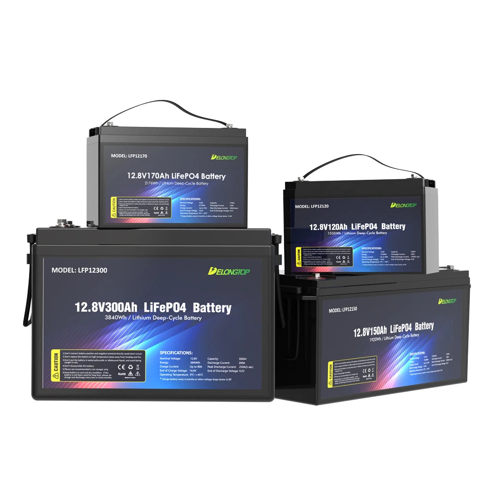 EU Free Tax Fast Delivery 12.8V 100Ah 200Ah 300Ah LiFePO4 Battery Pack Lithium Ion Rechargeable Battery for Home Storage