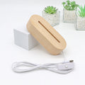 Factory Price RGB  USB Oval Wooden Light Beech Popular Customized Table Night Light Base for Acrylic 3D Night LED Light