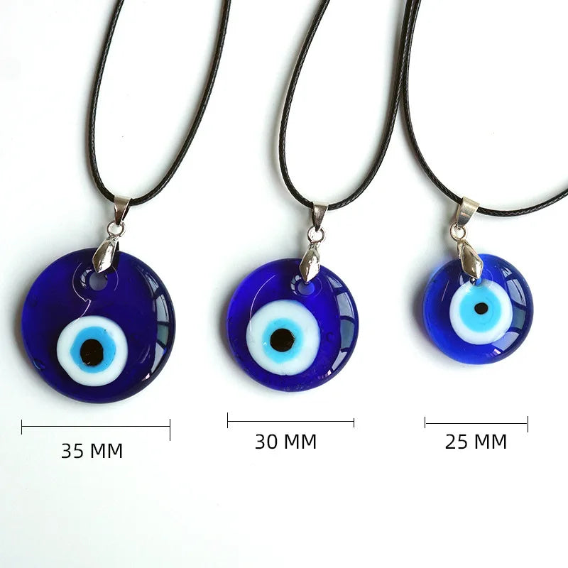 DS Wholesale Turkey Blue Eye Glass Pendant Necklace Pendant Accessories Simple Wax Line Evil Angel Eye Necklace