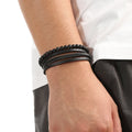 2023 Fashion Gifts Braided Design Classic Stainless Steel Buckle Christian Black Men's Leather Bracelet for 19 21 23 cm