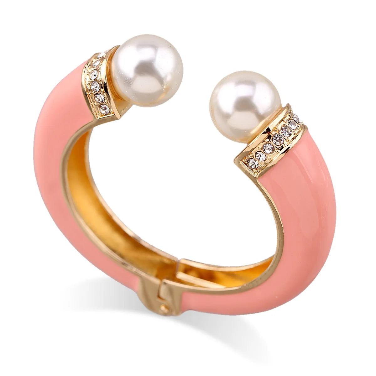 Vintage Women Jewelry Retro Mother Pearl Zircon Chunky Open Bangle Hawaiian Gold Cuff Enamel s Bangles
