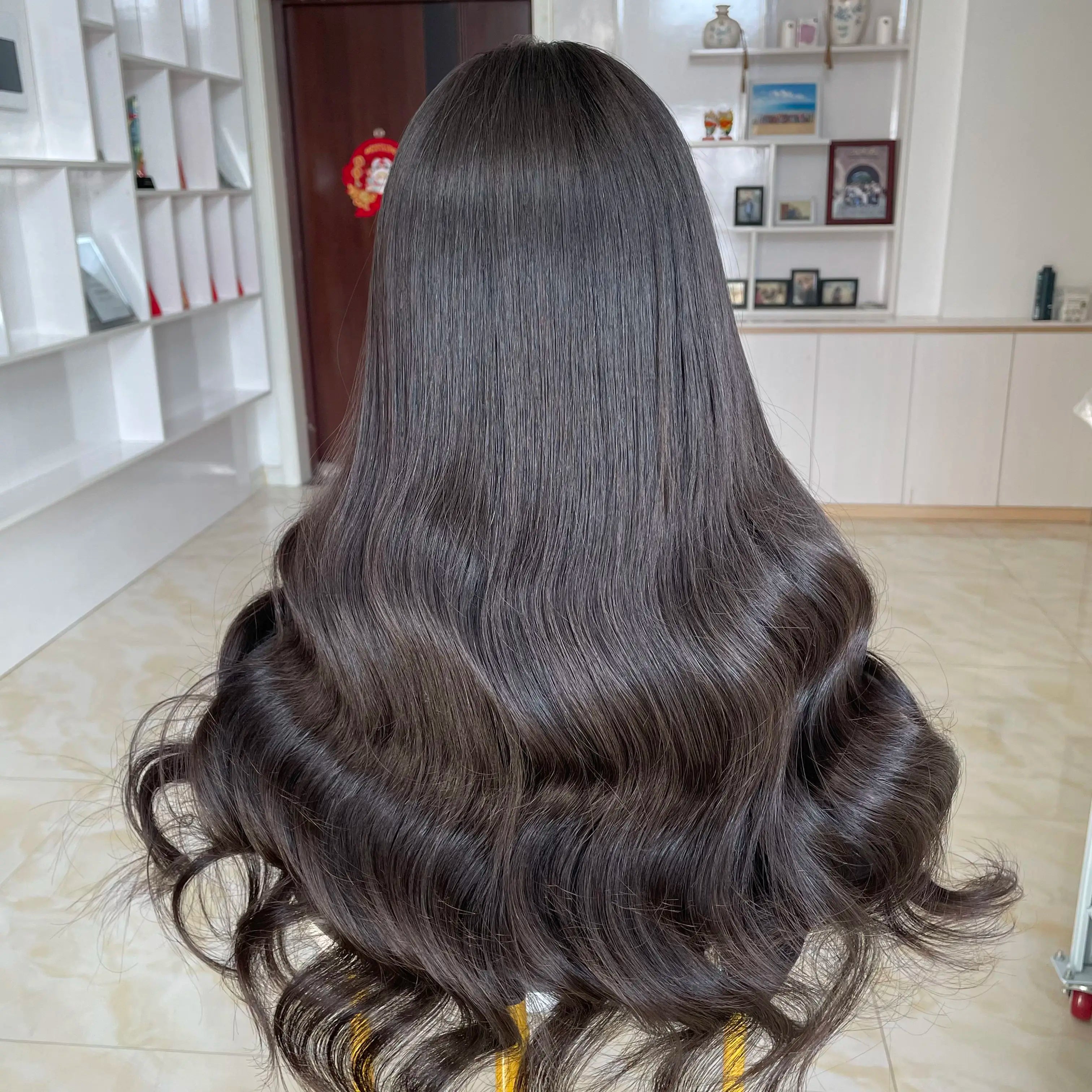 Read to Ship Top Natural Color Wig Full Lace Frontal  Wig Handmade Weft Different Color European Human Hair for Hair Wig