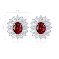 High Quality Delicate S925 Silver Lab Grown Ruby Stud Earrings Fancy Design Wedding Anniversary Party Gift Classic Jewelry