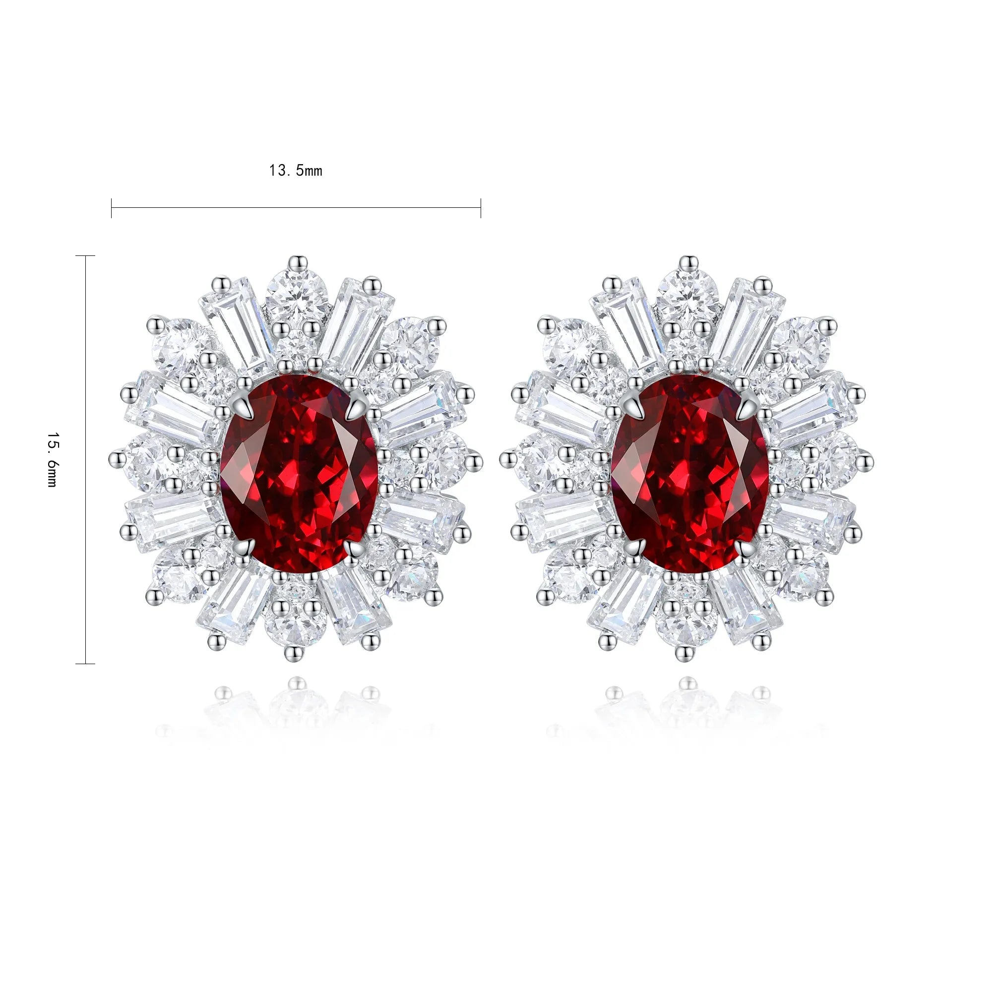High Quality Delicate S925 Silver Lab Grown Ruby Stud Earrings Fancy Design Wedding Anniversary Party Gift Classic Jewelry