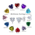 925 Sterling Silver Heart Birthstone 6mm Custom Single Colorful Stone Stud Earrings