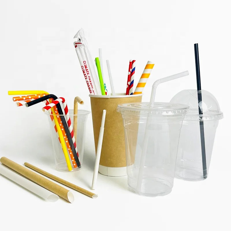 Bubble Tea Color Pla Paper Bendable Short Straw for Bend Colorful Clear Custom Plastic Straw