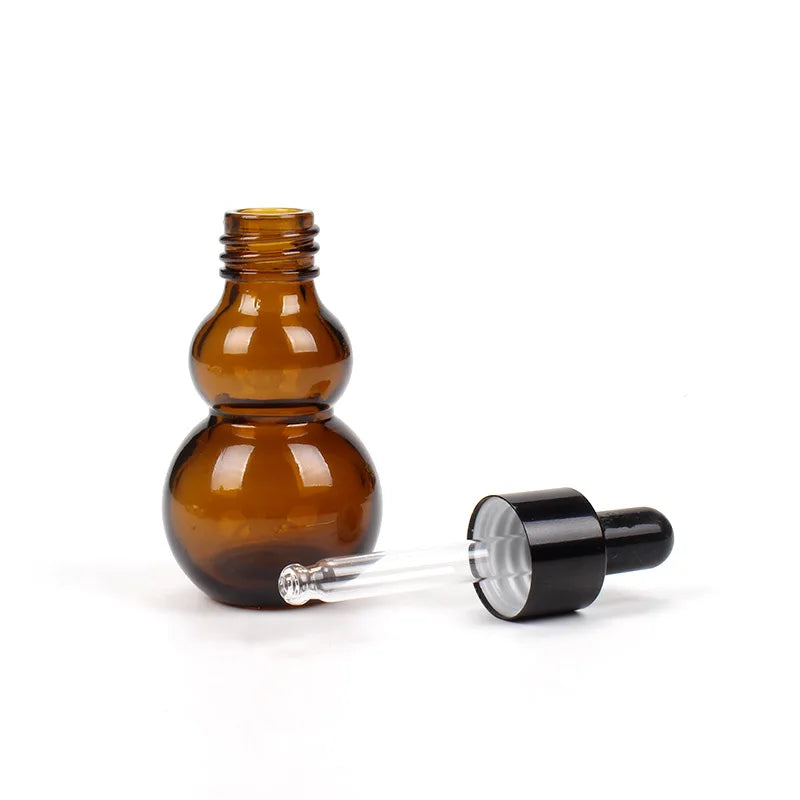 Brown Double Gourd Bottle Brown Light-proof Glass Essential Oil Bottle 30ml Cosmetic Small Medicine Bottle Support Customization