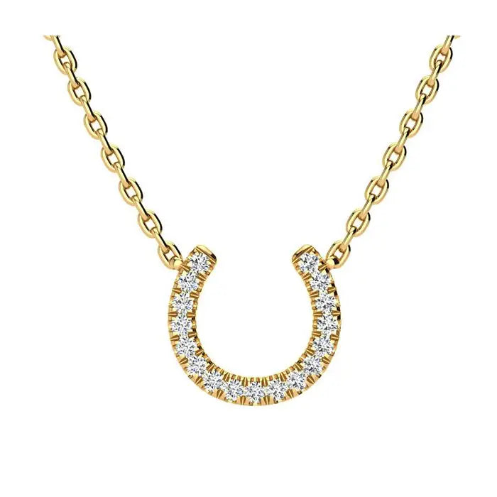 Laodun Hot Selling INS Sterling Silver Necklace Minimalist Horse Shoe Pendant Geometric S925 Zircon Necklace Vermeil