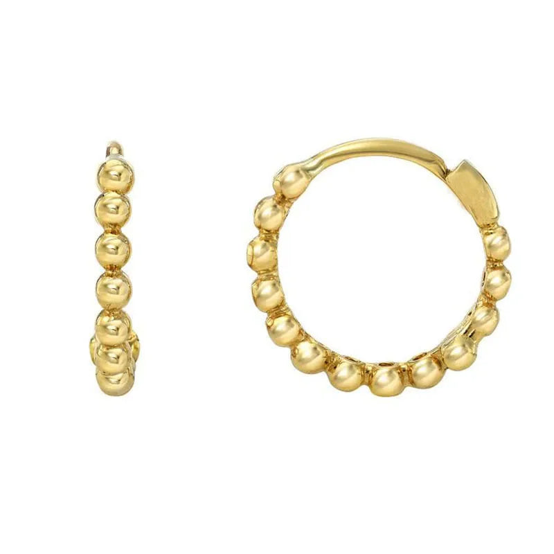 Milskye Wholesale Minimalist Fashion Jewelry 925 Silver Gold Bead Huggie Earrings