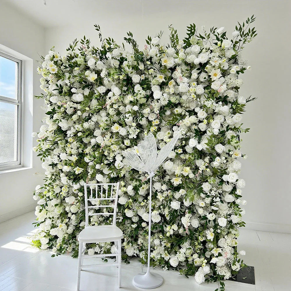 New Design Wedding Flower Backdrop Fabric Cloth Green Wall Wedding Background for Flower Decoration Artificial Flowers