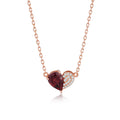YBO 925 Silver Necklaces with Natural Gemstone Garnet Mini Love Heart Pendants Trendy Cubic Zircon Jewelry for Weddings Parties