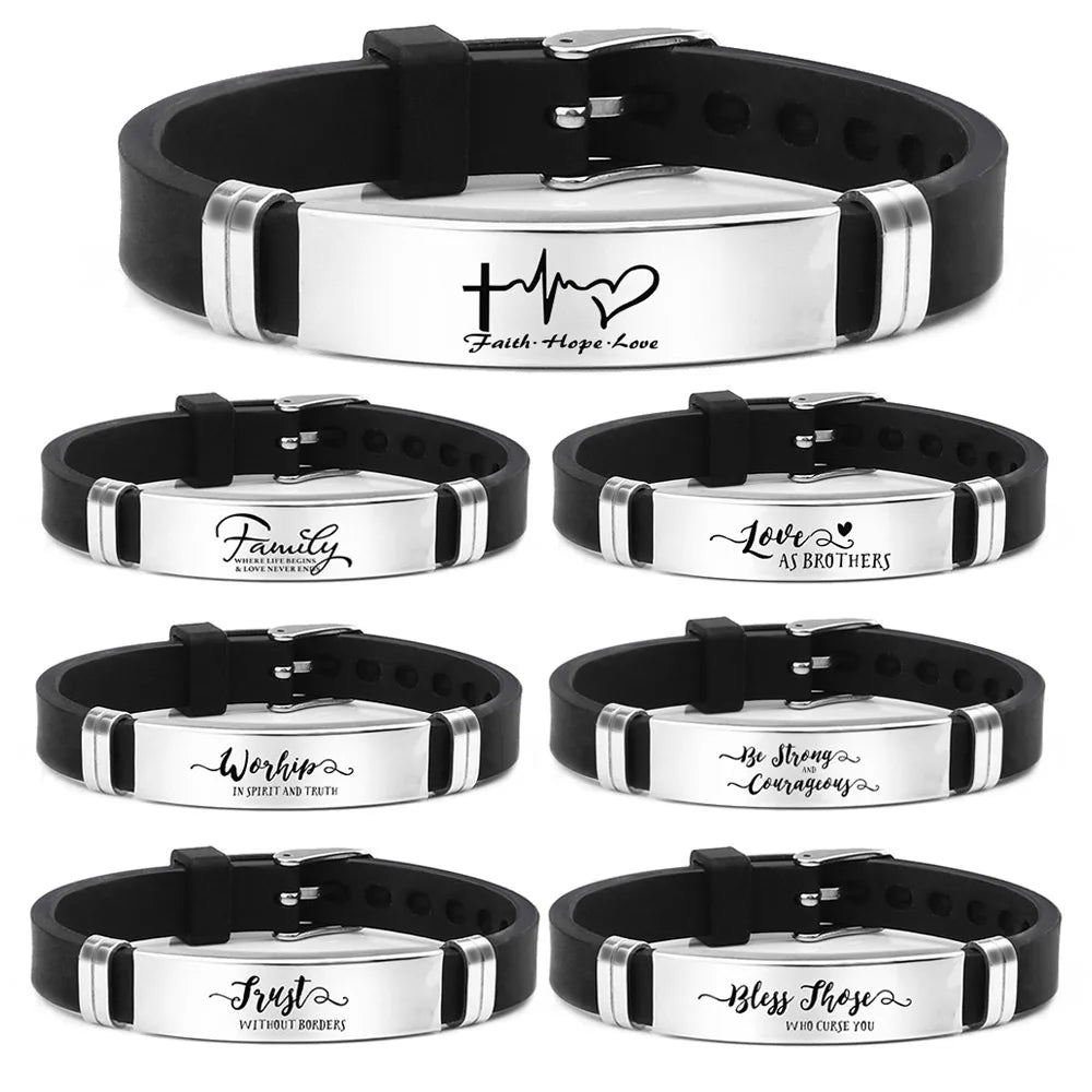 Extremely Popular Family Bracelet Day Gift Belt Buckle Adjustable Bracelet Stainless Steel Silicone Strap Bracelet to My Son