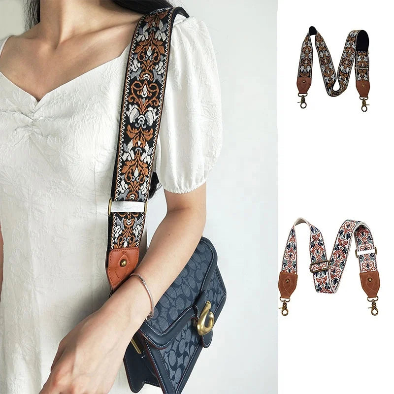 Factory Direct Jacquard Strap Crossbody Bag Replaceable Ethnic Shoulder Strap Polyester Fabric for Camera Guitar Ethnic Music