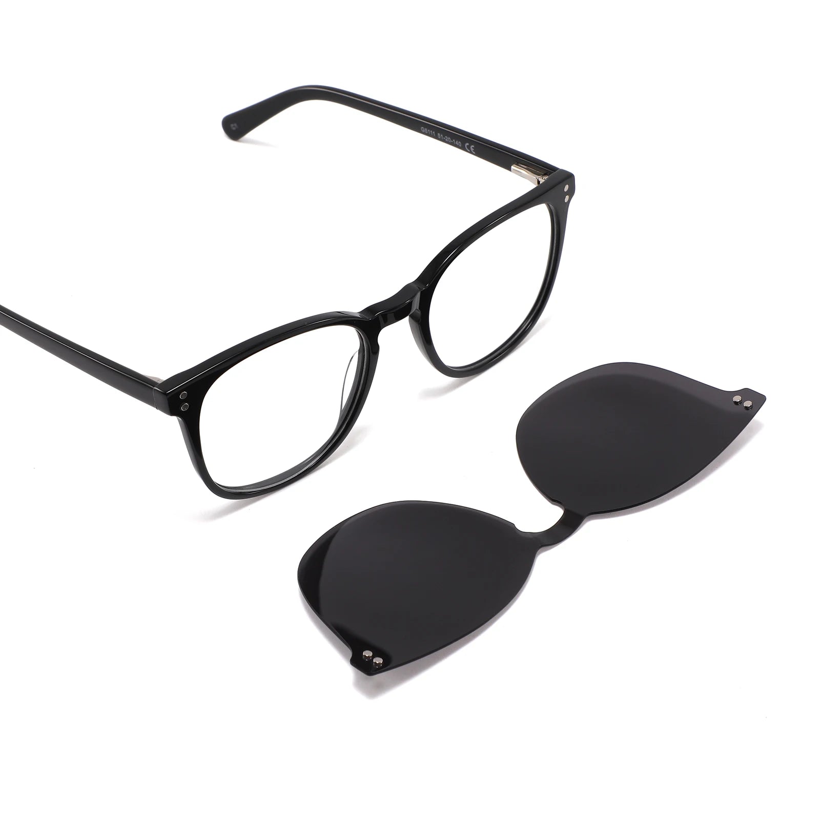 Trend Custom Made Round Optical Frame Magnetic Clip on Polarized Acetate Sunglasses