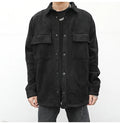 Custom FOG Quality Cheap Men Stock Drop Shipping Black Suede Leather Shirt for Men