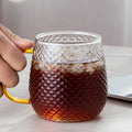 Wholesale Uneven Pattern Glass Cappuccino Coffee Milk Cup Mug Pineapple Design Glass Mug for Sale
