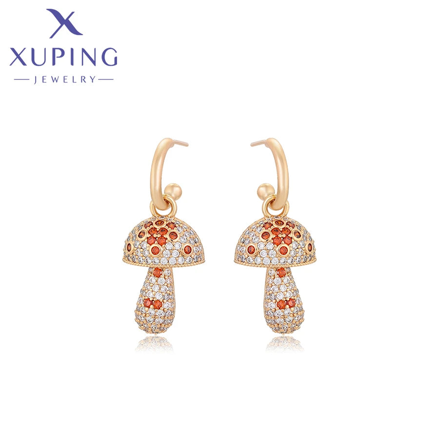 X000701815 Xuping Jewelry Fashion Mushroom Earring 18K Gold Color Iced Out Elegant Luxury Royal Romantic Trendy Earring
