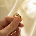 New Style Exquisite Stainless Steel Double Layers Natural Pearl Ring Tarnish Free White Pearl Insert Rings for Women