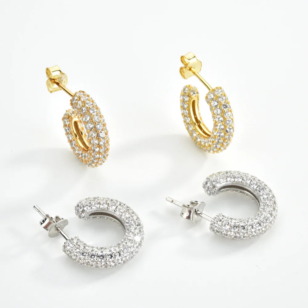 FUAMAY 2026 Trend Bold Hoop and Dome Huggie Earrings Chunky Gold Silver Sterling Silver Wedding Occasion Gold Plated