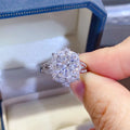 Silver 925 Original 2 Carat Brilliant Cut Diamond Test Past Sparkling D Color Moissanite Blossom Ring Teen Girls Fine Jewelry