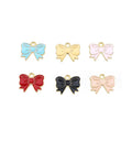 Metal Alloy Enamel Red Black Flat Bow Dangle Charm for DIY Bracelet Necklace Jewelry Making