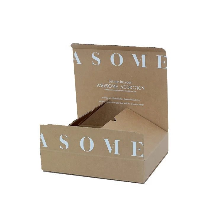 Custom Brown Sock Phone Case Mailer Paper Box Corrugated Paper Tshirt Clothing Packaging Shipping Mailing Box Slotted Boxes OEM