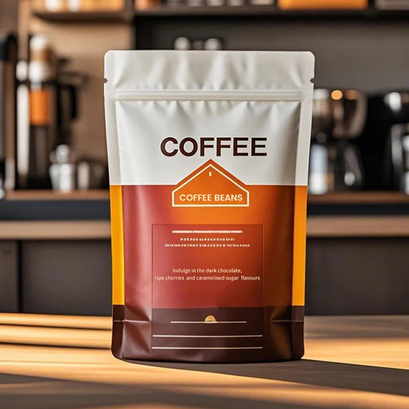 Factory Custom Logo Flat Bottom Coffee Bean Pouch with Valve Gusset and Zipper PET Plastic Tea Powder & Milk Packaging