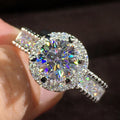 CAOSHI Engagement Cubic Shiny Round Diamond Zircon Bling Bling Anillos Woman Ring Silver Dainty Ring Wedding