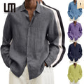 Liu Ming Hot Selling Wholesale Men Casual Lapel Buttoned Cotton Linen Oversized Top Loose Plus Size T Shirts