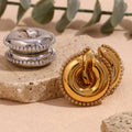 PVD Gold Plated Jewelry Zircon Ear Cuff Earrings Hollow Statement Earrings Stainless Steel Jewelry