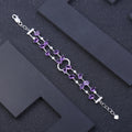 Abiding Elegant Charming Purple Gemstone Bracelet S925 Silver Good Luck Natural Amethyst Gemstone Link Bracelet Cuff Bracelet