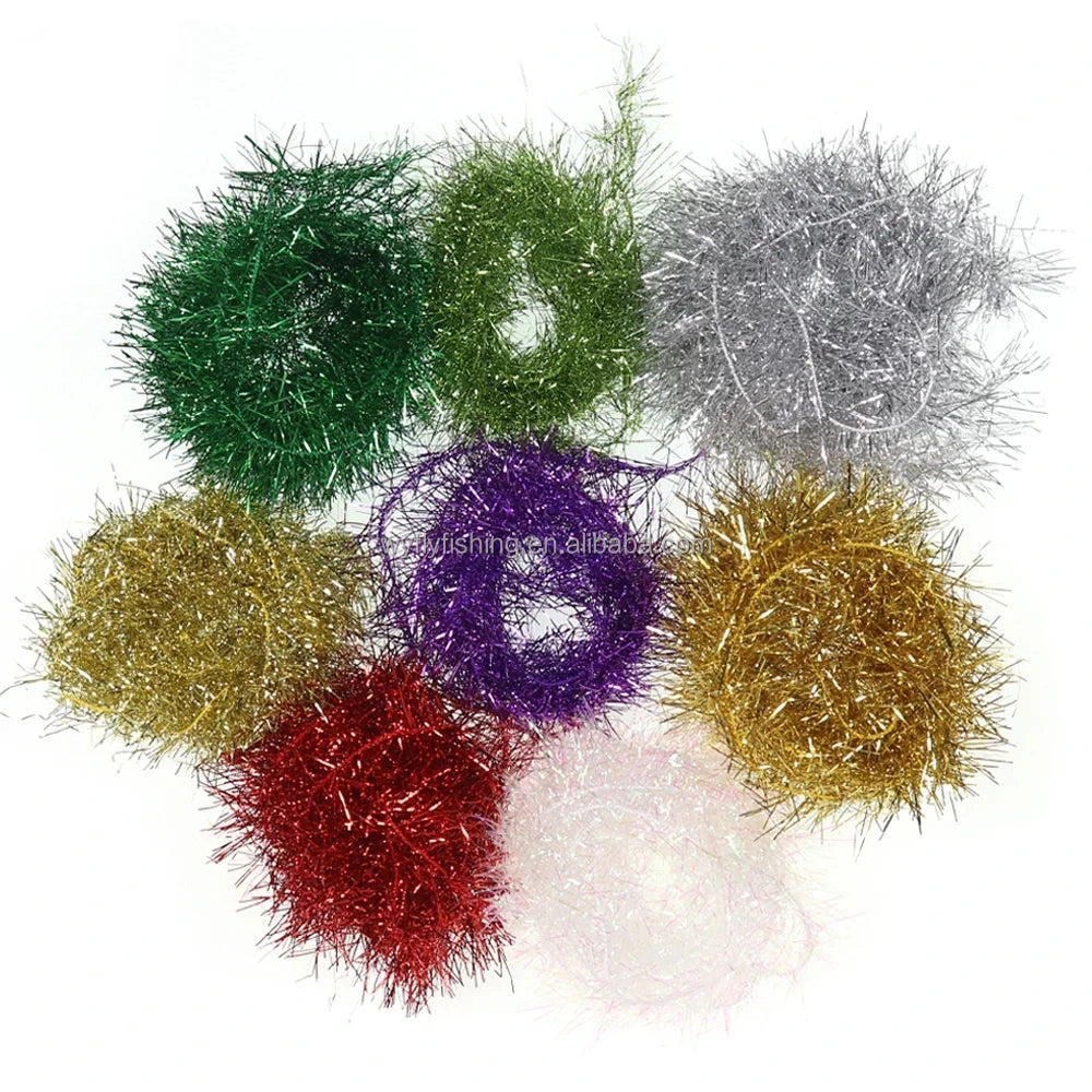 Wide Fly Tying Ice Tinsel Chenille Flash 8Colors Flashabou Floss Strips Saltwater Jig Bass Fly Tying Material