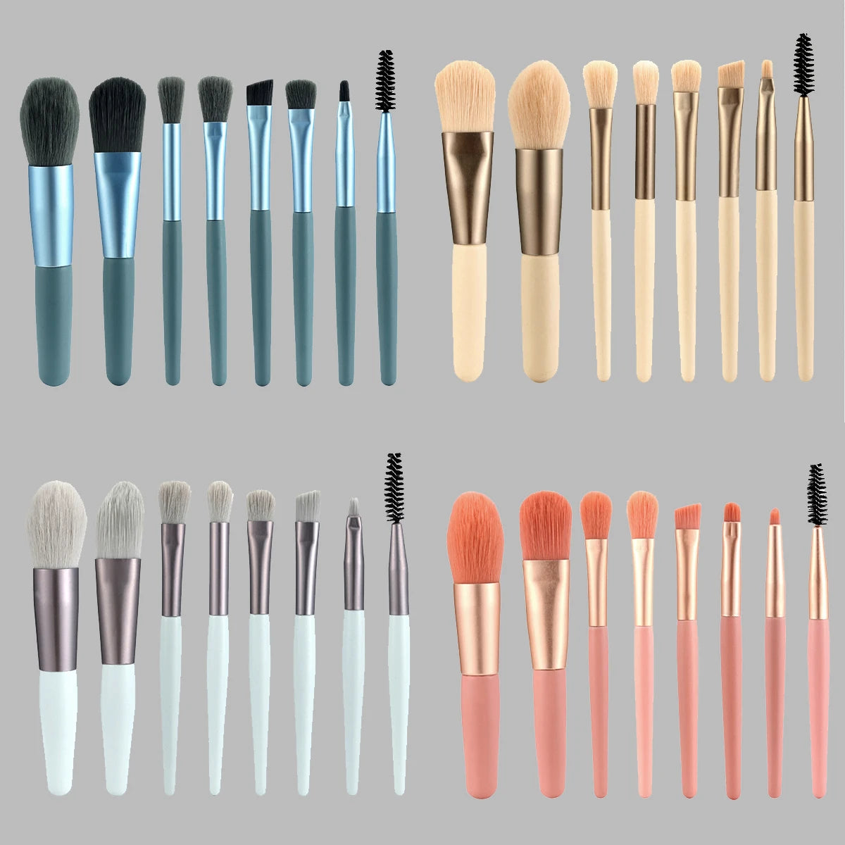 Custom Logo 8-Piece Bling Professional Make-Up Brushes Set Foundation Contour & Eye Powder Brushes Handle Private Label Face Use