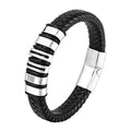 Wholesale European and American Leather Bracelet Men Stainless Steel Bangle Braided Hand Woven Magnetic Natural Leather Bracelet