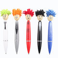 Stocked Novelty Korean Stationery Supplier Unique Hairstyle Mop Topper Pen Gift Funny Cute Cartoon Doll Ballpoint Pen