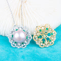 P01960 DIY 9-12mm Natural Freshwater Pearl Pendant Accessory 925 Sterling Silver Engagement Jewelry Necklace for Women