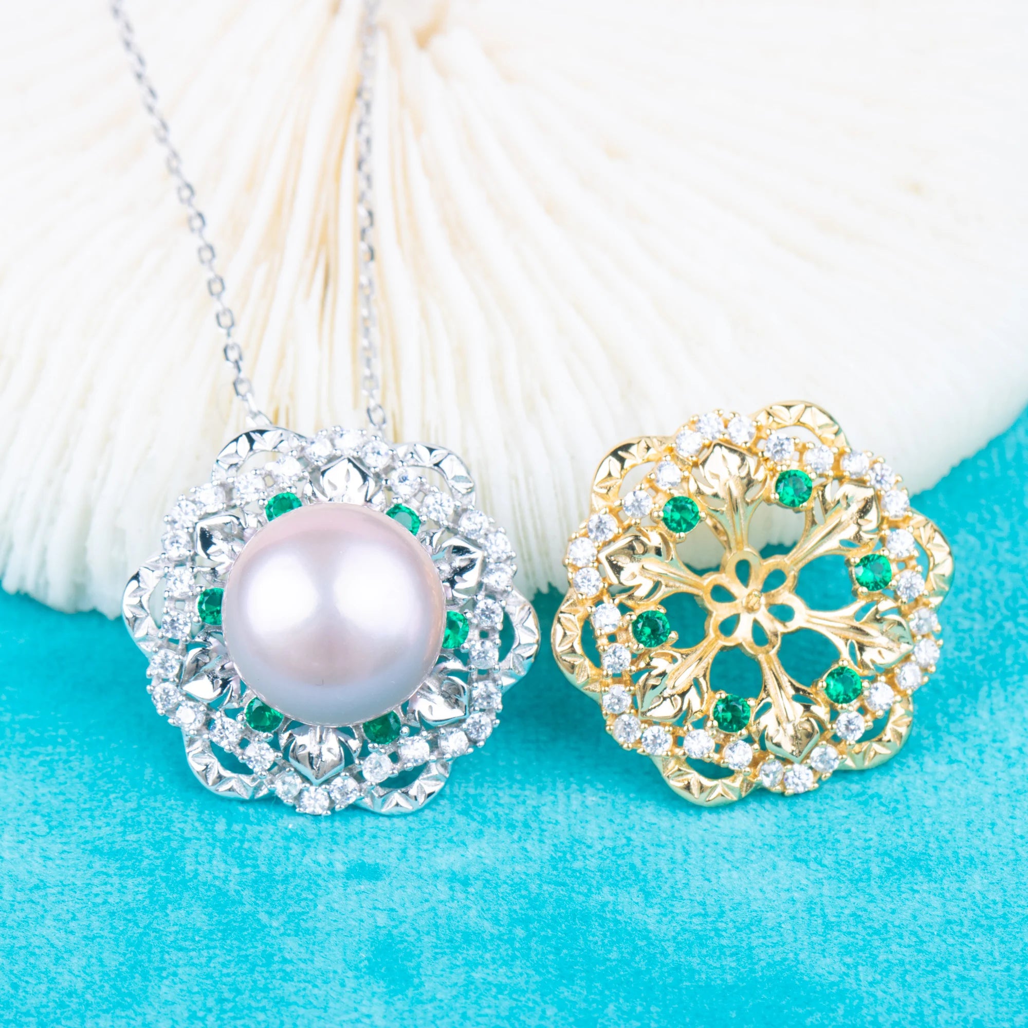 P01960 DIY 9-12mm Natural Freshwater Pearl Pendant Accessory 925 Sterling Silver Engagement Jewelry Necklace for Women
