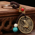 Handmade Retro Vintage Brass Animal Pixiu Keyring Lanyard Pendants Car Key Chains Hangings Chinese Five Emperors Alloy Retro