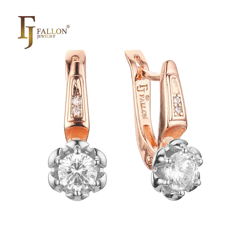FJ Fallon Fashion Jewelry Earrings Plated in 585 Rose Gold Two Tone Brass Based