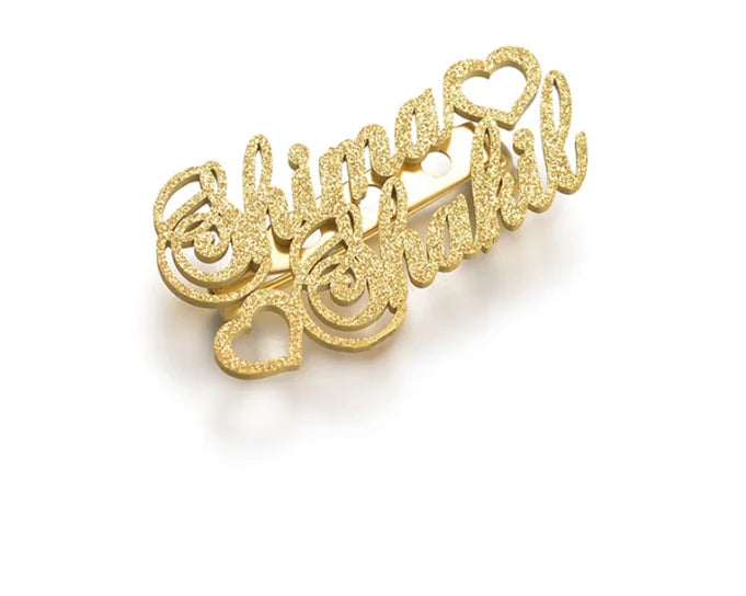 Personalized logo Frosted Stainless Steel Letter logo Brooch Pin Jewelry for women