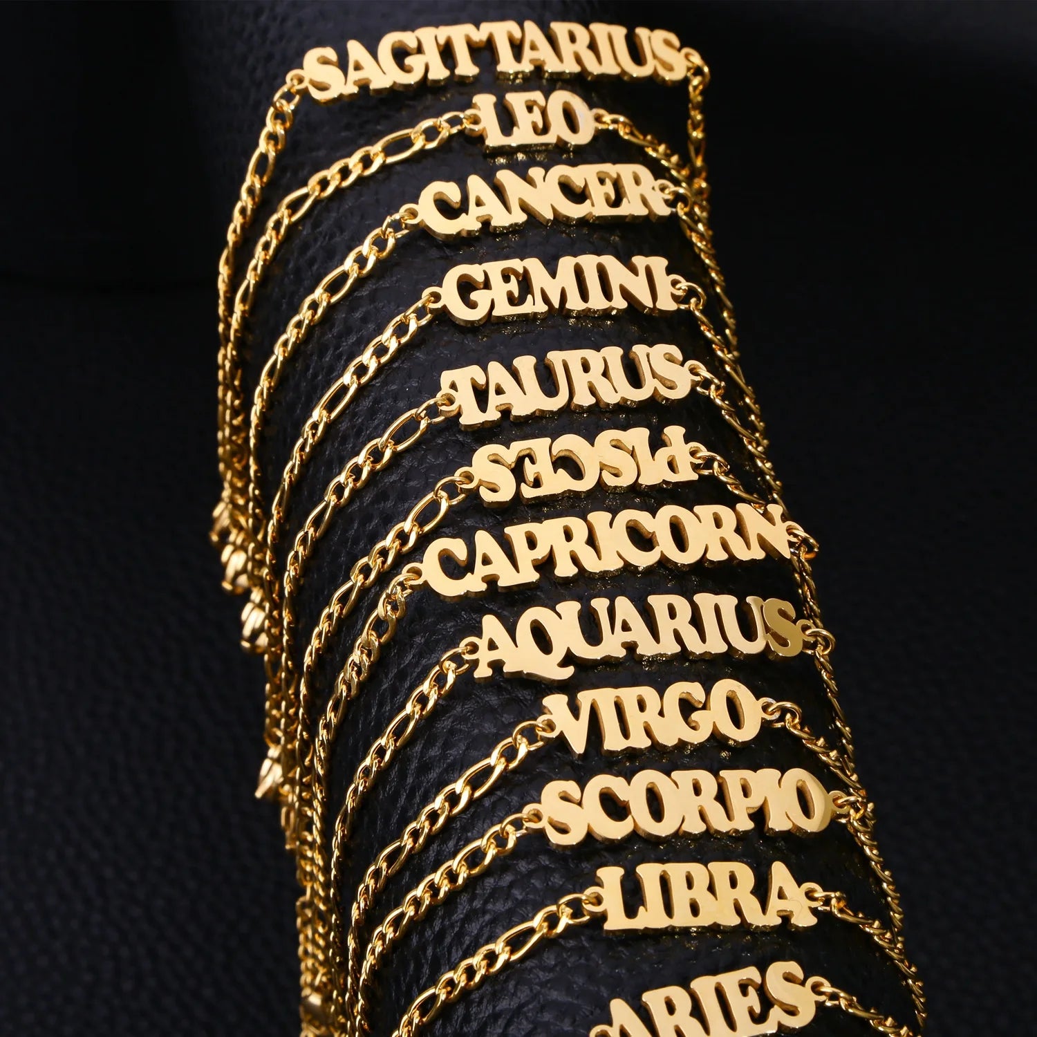 Luxury Non Tarnish Silver 18K Gold Plated Stainless Steel Charm Horoscope Women Men 12 Zodiac Sign Bracelet Jewelry