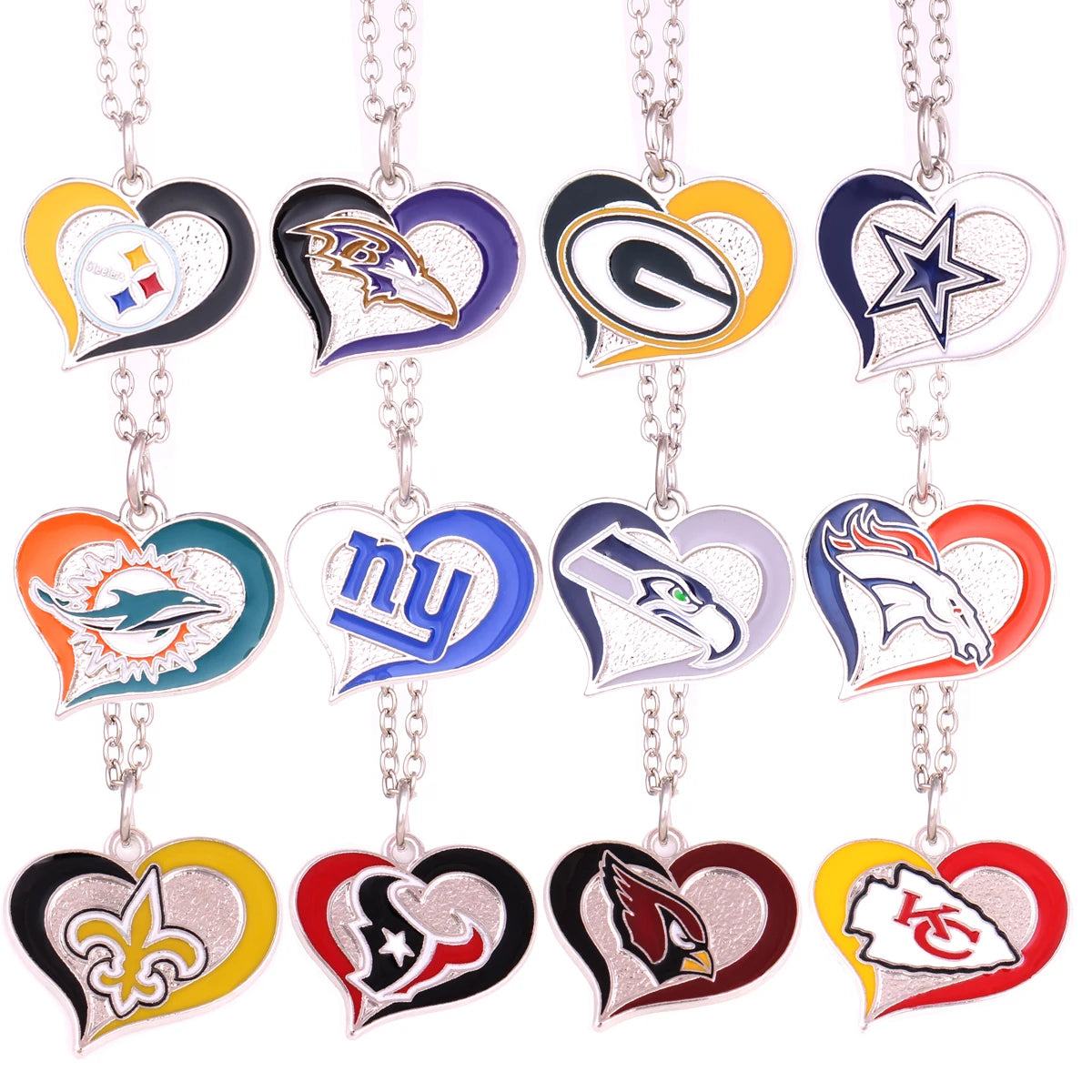 Alloy Heart-shaped Super Sport Charms Team Mixed Design American Football Charms Necklace