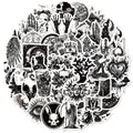 50Pcs Personalized Gothic Style Tattoo Logo Graffiti Stickers for Phone Car Skateboard Fashion Black White Skull Sticker