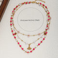 Tendencias Trendy Women's Summer Necklace 18K Gold Plated Stainless Steel with Pearl Shell Figaro Chain Style Fashion Jewelry