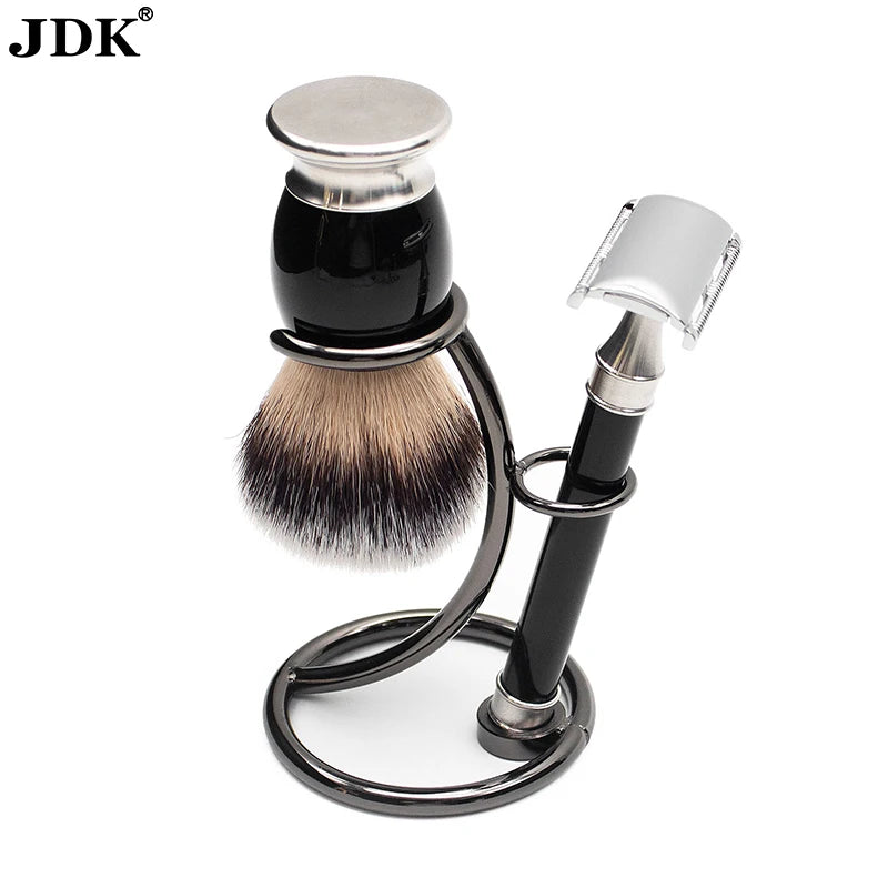 Shaving Kit Safety Razor Stand Holder Set Razor Brush Kits  Men's Safety Razor Grooming Gift Shaving Set Hotel